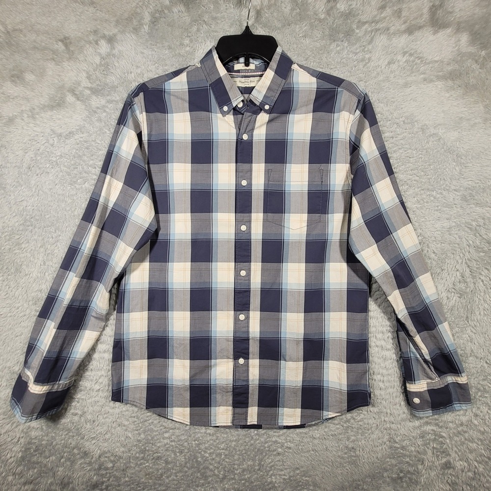 Hawker Rye Mens L Slim Stretch Plaid Button Down Shirt Long Sleeve Casual‎